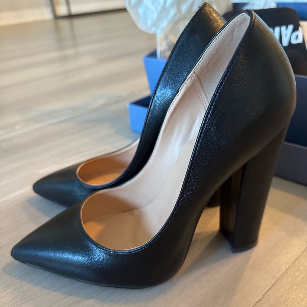 High block heels pointed stilettos
